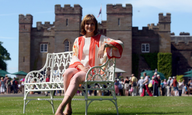 Presenter Fiona Bruce enjoying a fine day in Perthshire.