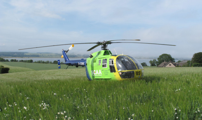 The helicopter had to land at Maryton near Montrose.