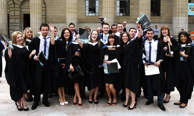 Some of the graduates from the University of Abertay Business School.