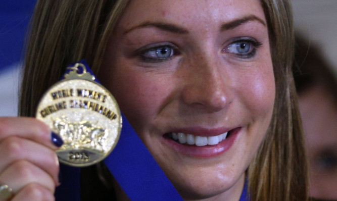 Eve Muirhead with her world championship medal.