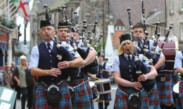 The pipe band on the way to last year's games.