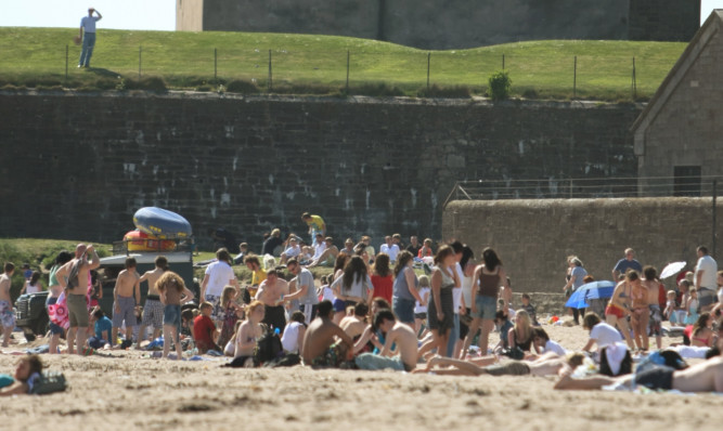 Sun-lovers at Broughty Ferry beach this week.