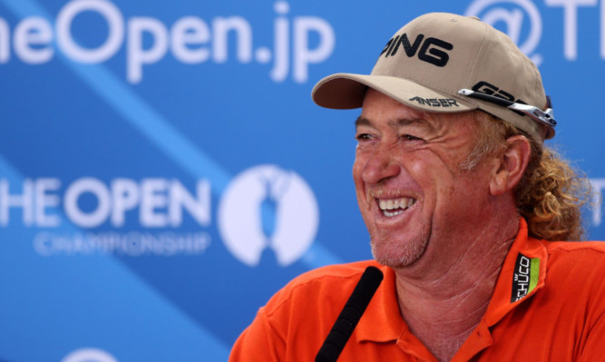 Miguel Angel Jimenez was a picture of relaxation after taking the halfway lead.