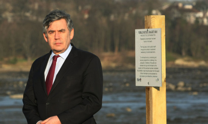 Gordon Brown at Dalgety Bay beach.