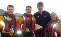 Kinghorn lifeboat crew members (from left) Scott McIlravie, Mark Brown, Thomas Wibberley and Megan Davidson had to leave a colleagues wedding to attend a rescue.