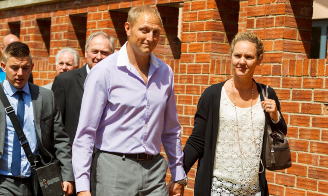 Former SAS sniper Sergeant Danny Nightingale and wife Sally leave the Military Court in Bulford, Wiltshire.