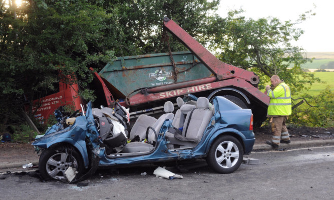 The scene of the accident on the road between Lochgelly and Cardenden.