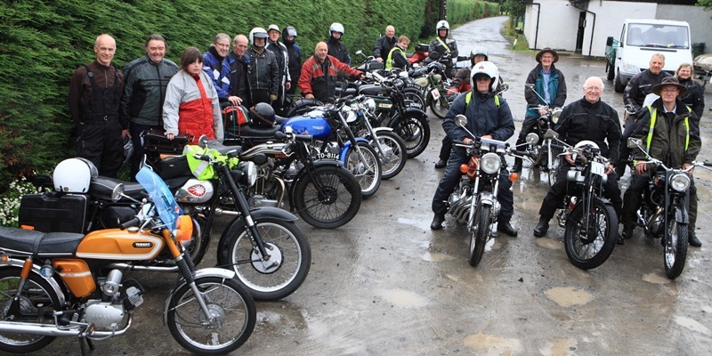 Some of those taking part in the Vintage Motorcycle Meet in Crieff prepare to hit the road on Sunday 
Pics Phil Hannah
