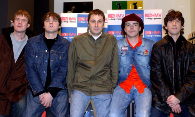 Jon Brookes (centre) pictured with the rest of the band in 2001.