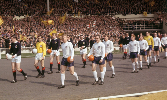 The teams walk out ahead of the famous 1967 clash at Wembley.