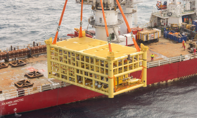 The drill centre for the Stella North Area is offloaded into the North Sea.