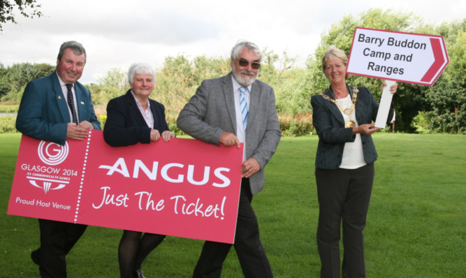 Angus councillors Craig Fotheringham, Jeanette Gaul, Iain Gaul and Provost Helen Oswald are encouraging everyone to snap up their tickets for next years Commonwealth Games, which includes shooting at Barry Buddon.