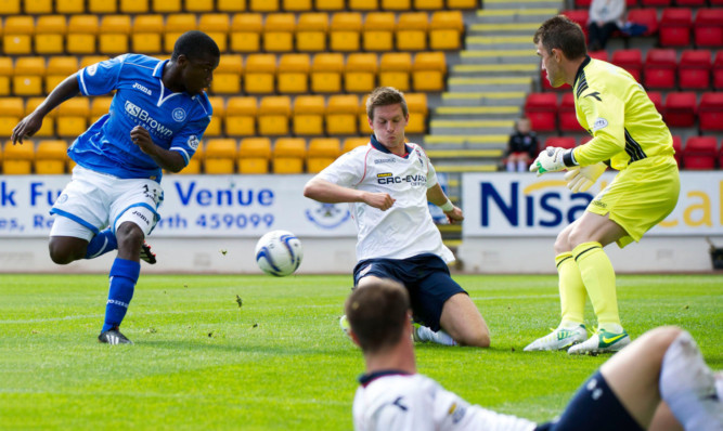 Nigel Hasselbaink finds the net with a back-heel past Mark Brown.