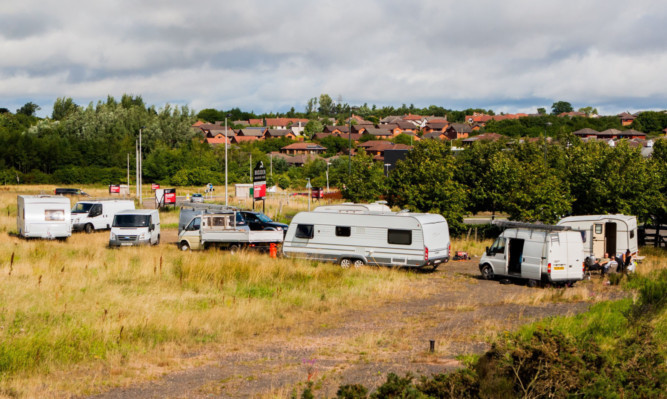 The latest encampment, as seen from the Broxden roundabout.