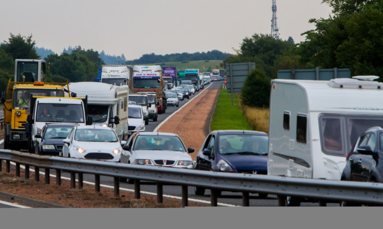 Traffic backing up as the police dealt with the accident.