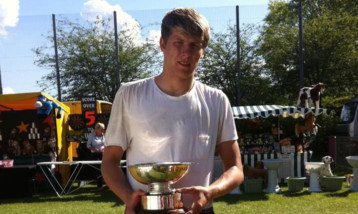 Ryan Dolan with the open section winner's trophy.