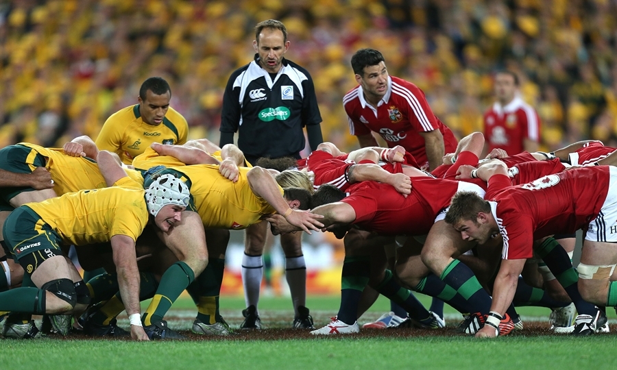 Australia and British and Irish Lions6 contest a scrum