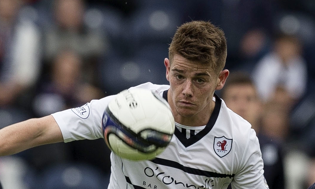 24/08/13 SPFL CHAMPIONSHIP
RAITH ROVERS v DUNDEE (0-0)
STARKS PARK - KIRKCALDY
Douglas Hill (left) tries to fight off Dundee's Carlo Monti