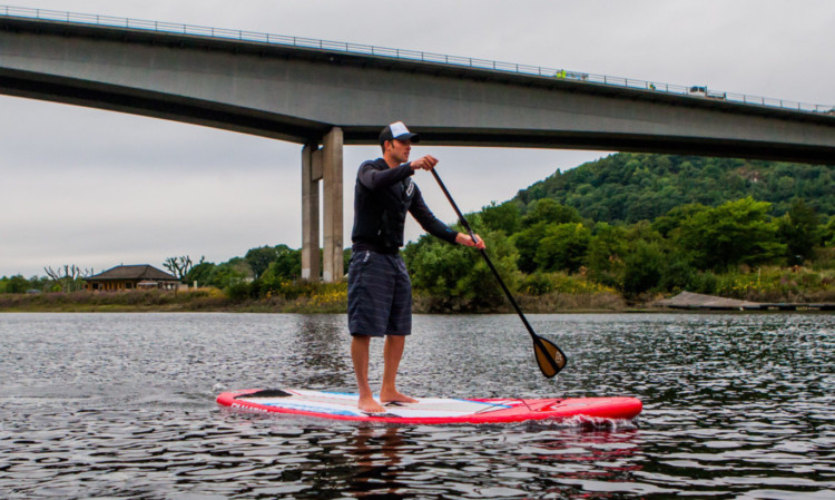 Andrew Heighton-Jackson on his paddle board after setting off from Willowgate Fishery.