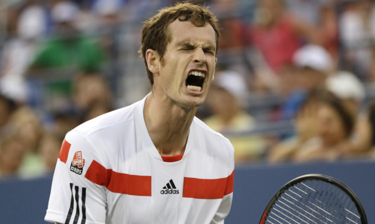 Andy Murray shows his relief at sealing victory.