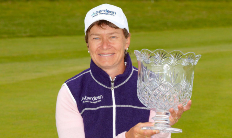 Catriona Matthew with the winner's trophy.