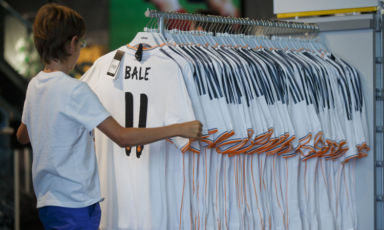 Market forces: Gareth Bale shirts  are already on sale in the club shop in the Bernabeu