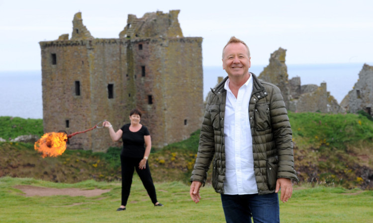 Jim Kerr from Simple Minds at Dunnottar Castle.