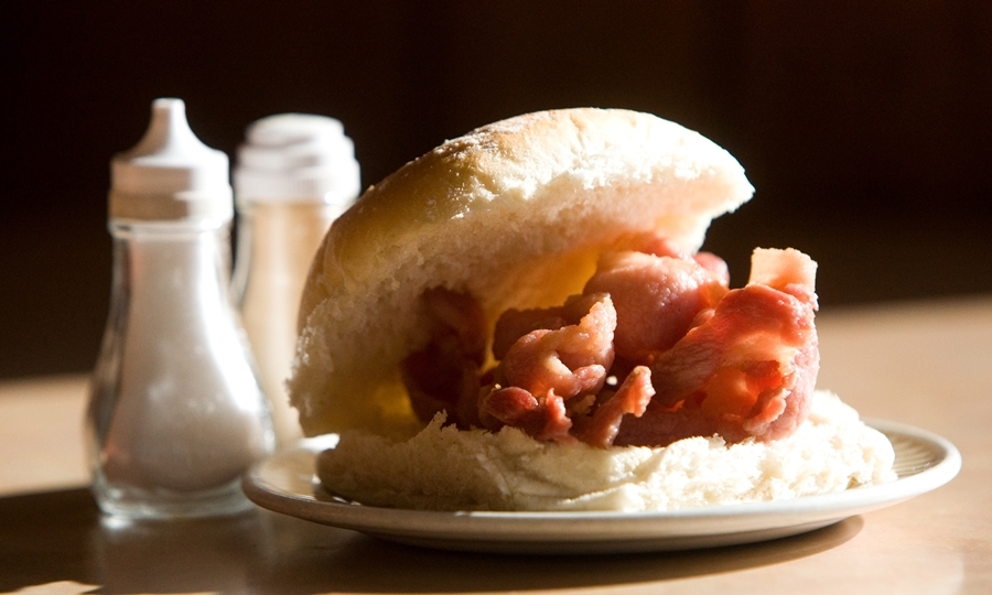 The Horn, A90 by Errol. Best Bacon Buttie in the World. The cafe was voted Best Bacon Buttie by website users. Pictured, the bacon roll.