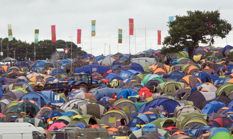 Hunter turned on security staff after the had broken up a brawl in the festvial's campsite.