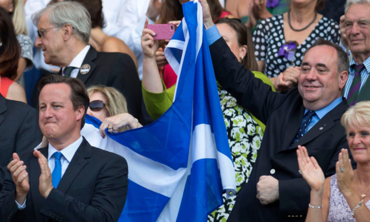 Mr Salmond flying the flag following Andy Murrays Wimbledon win.