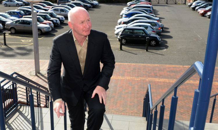 John Brown arrives at Hampden to face his disciplinary hearing.