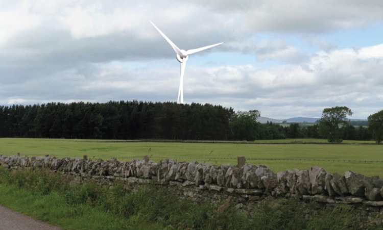 An artists impression of how the turbine near Forfar golf course would look.