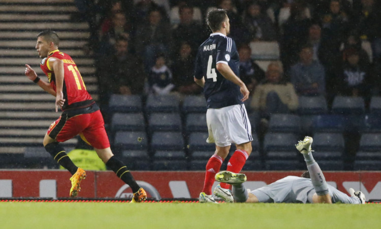 Belgium's Kevin Mirallas celebrates his goal.