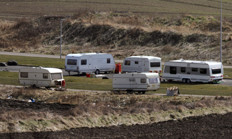 Kris Miller, Courier, 09/04/13. Picture today shows travellers camps on Jack Martin Way, Dundee.