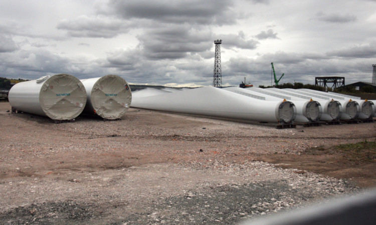 The wind turbine parts are being stored at Dundee Docks.