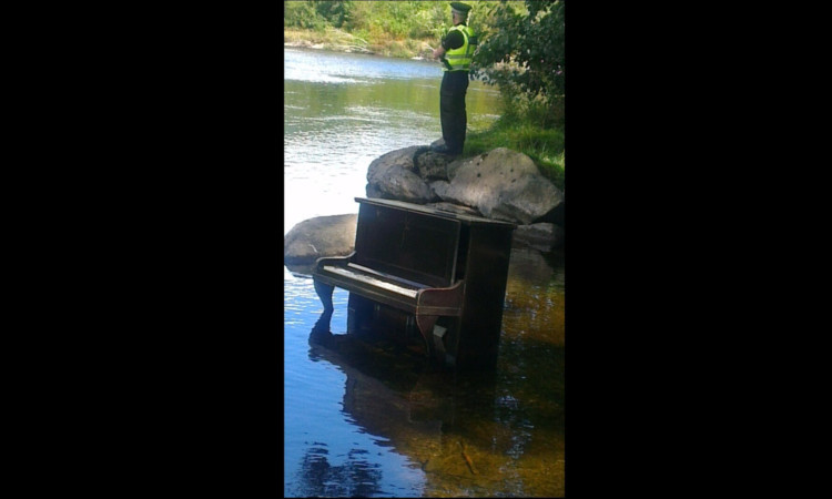 The piano was found in the river at Aberfeldy.