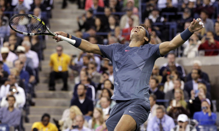 Joy and relief for Rafael Nadal at the moment of victory.