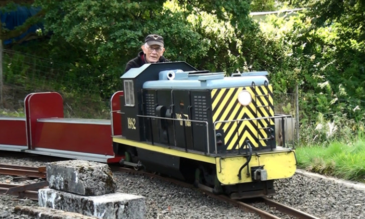 Bob Smith on his private railway line.