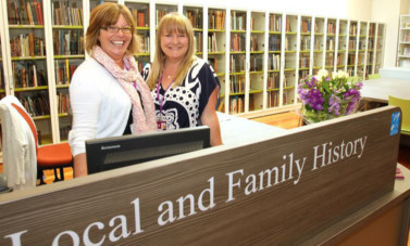 Galleries assistants Fiona Johnston and Shirley Ballingall in the new Local and Family History room.