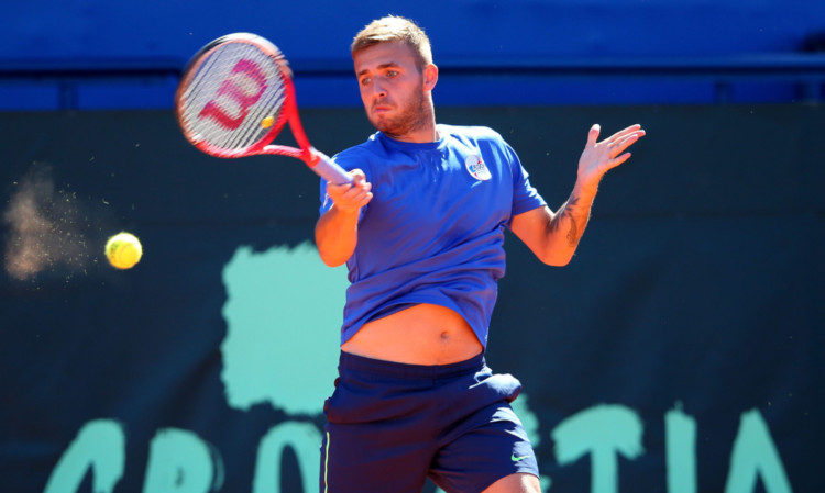 Dan Evans taking part in a practice session.