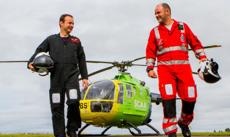 Scotlands Charity Air Ambulance pilot John Stupart and paramedic Bruce Rumgay.