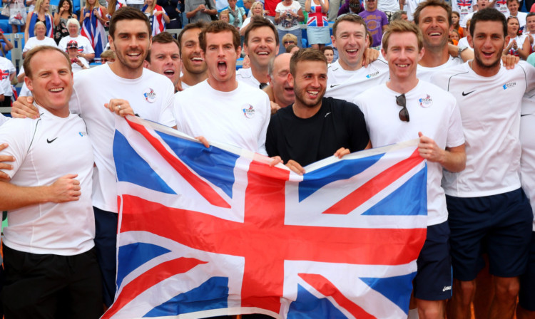 Great Britain celebrate their victory.