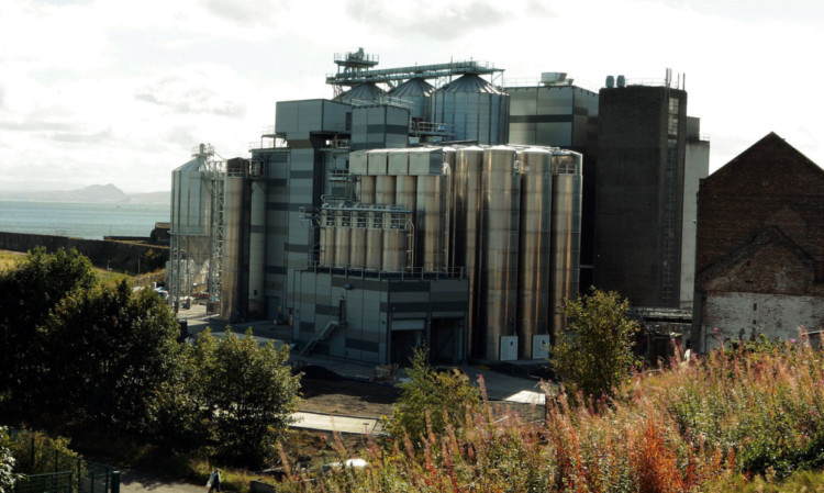 The new part of the Carrs Flour Mill on the docks at Kirkcaldy.