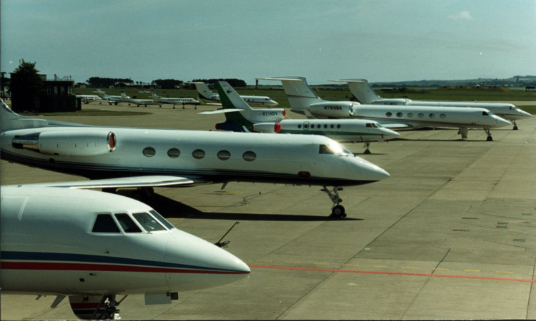 Private jets at Leuchars during the Open Championship.