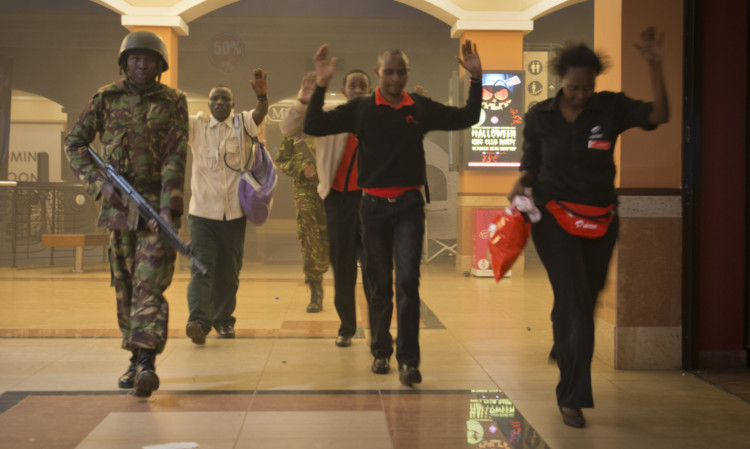 Civilians being led to safety.