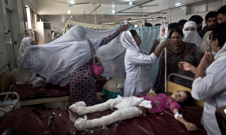 A young girl is treated in hospital after the attack.