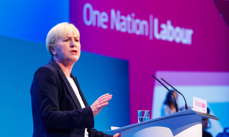 Scottish Labour Party leader Johann Lamont addresses the conference in Brighton.