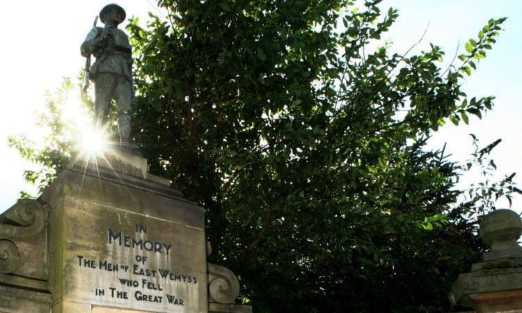 Jimmy is back standing guard over the war memorial.