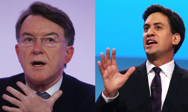Lord Mandelson (left) has criticised Ed Miliband's energy plans, saying he risks taking the party backwards.