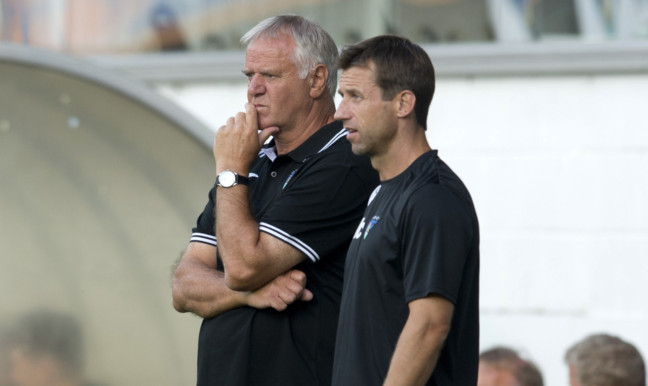Dunfermline manager Jim Jefferies and coach Neil McCann.